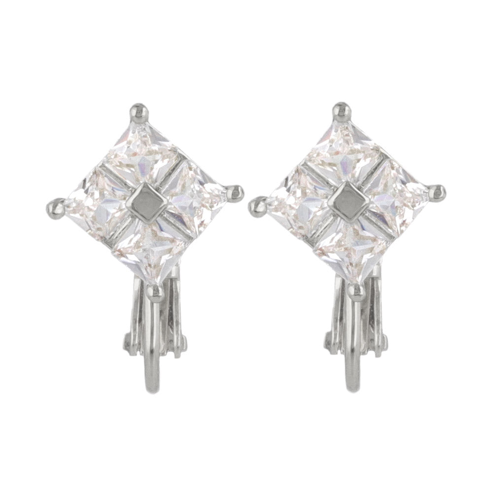 Rhombus Stone Clip On Earrings