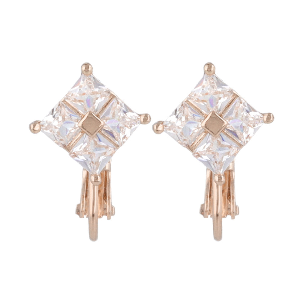 Rhombus Stone Clip On Earrings
