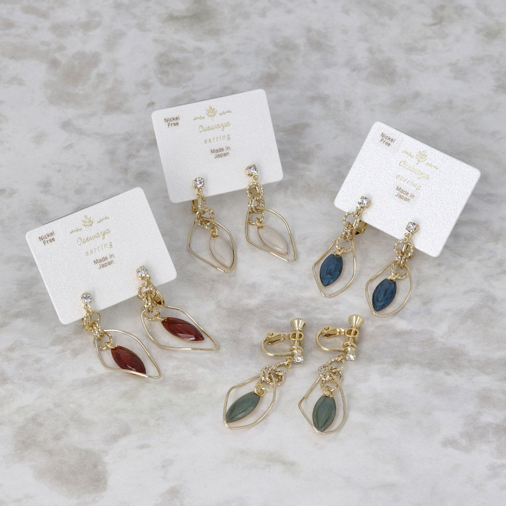 Marble Leaf Drop Clip Ons - osewaya