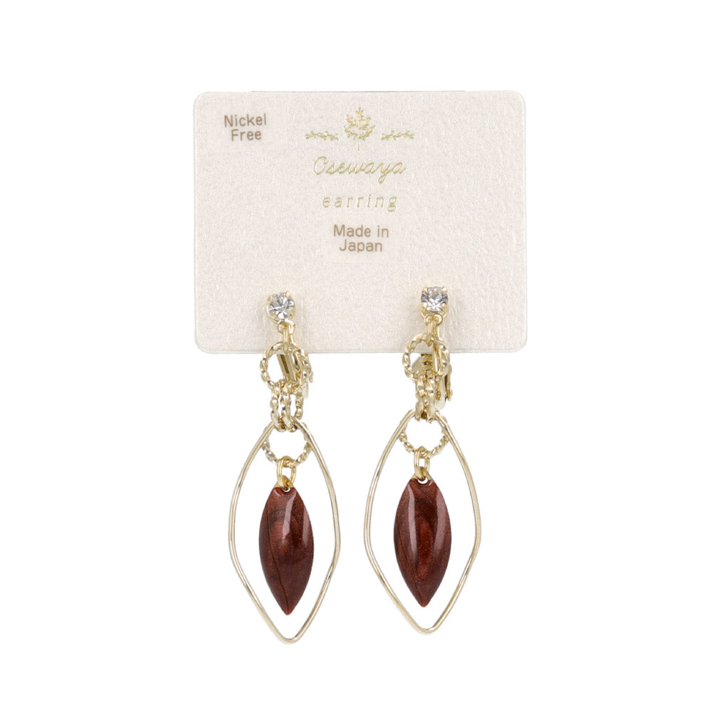 Marble Leaf Drop Clip Ons