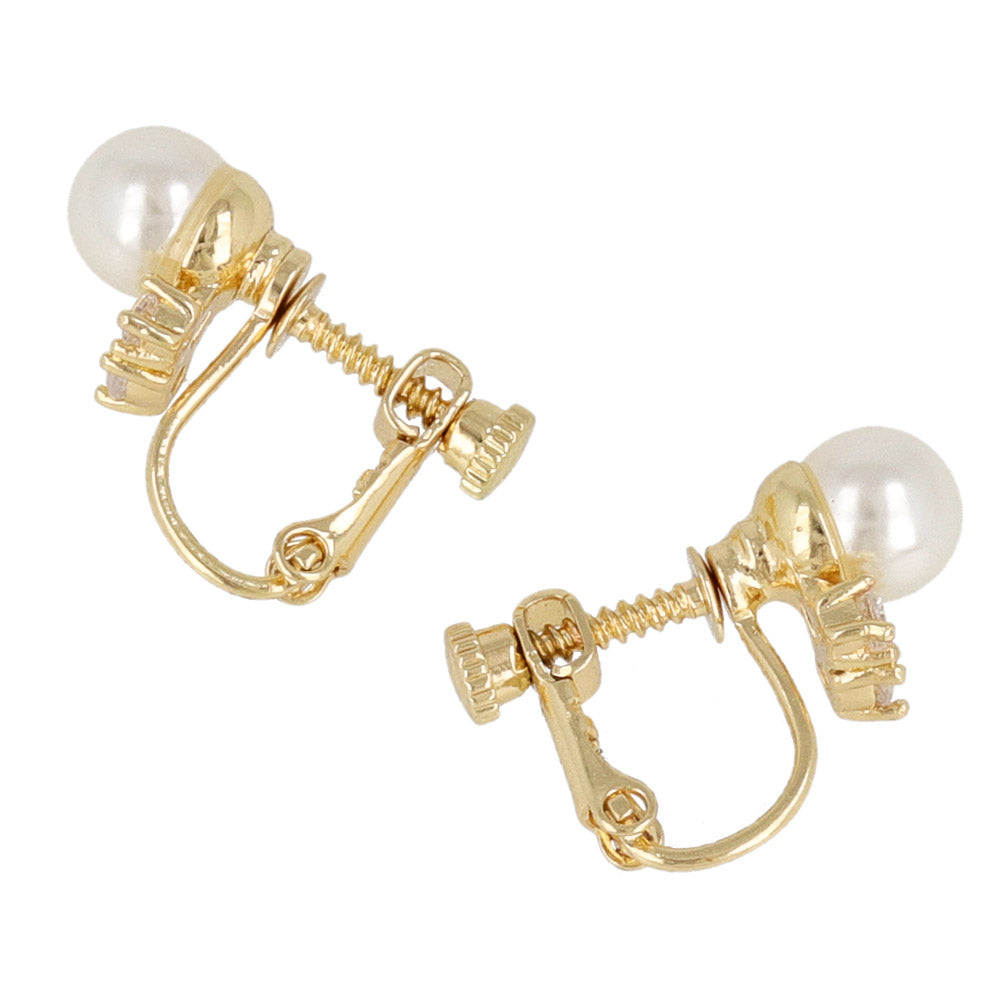 Pearl and Cubic Zirconia Clip Ons
