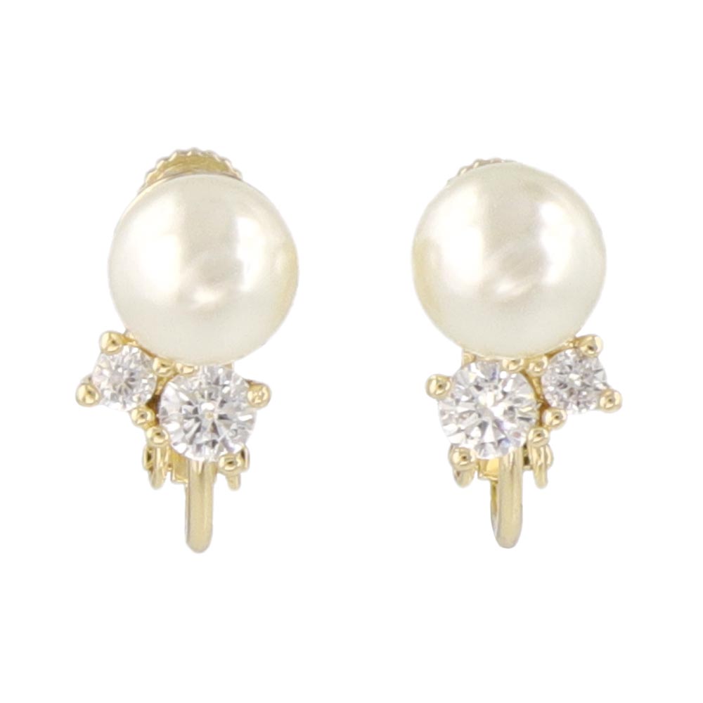 Pearl and Cubic Zirconia Clip Ons