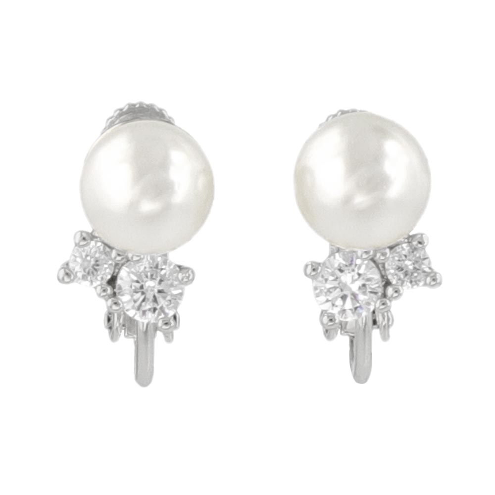 Pearl and Cubic Zirconia Clip Ons