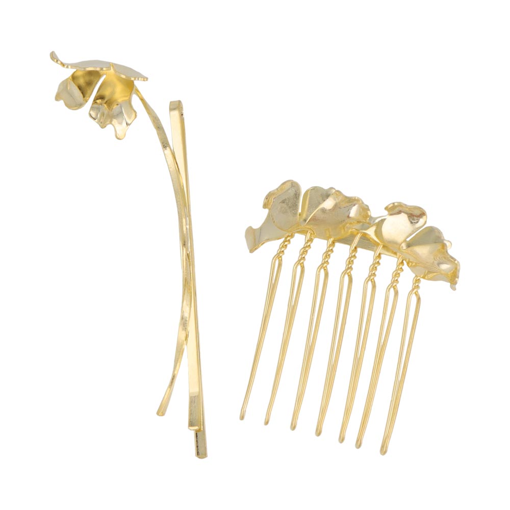 Flower Hairpin and Side Comb Set