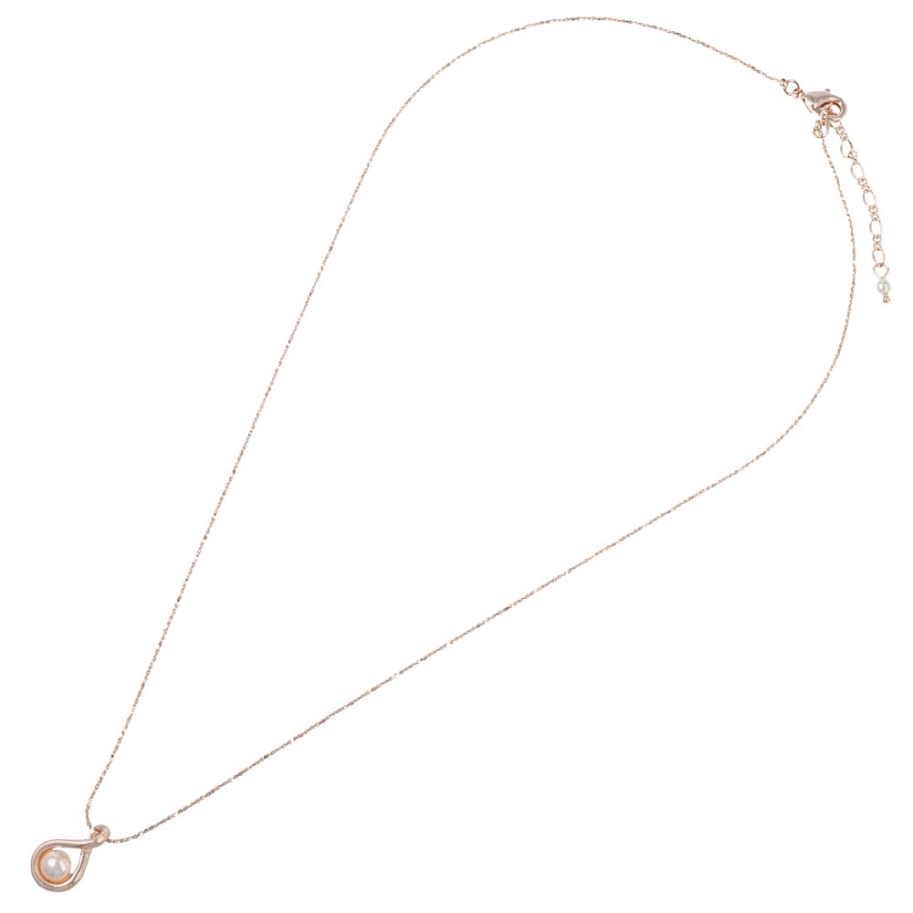 Rose Silver Pearl and Drop Necklace