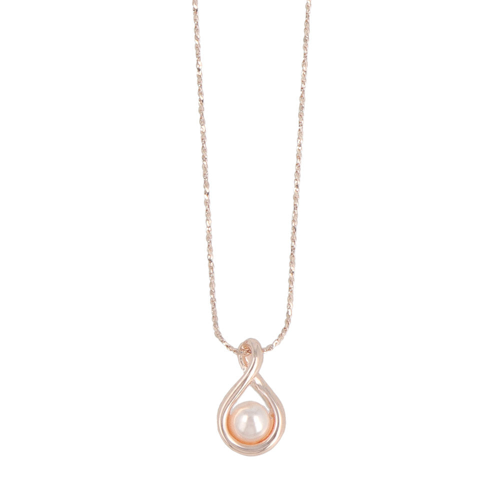 Rose Silver Pearl and Drop Necklace