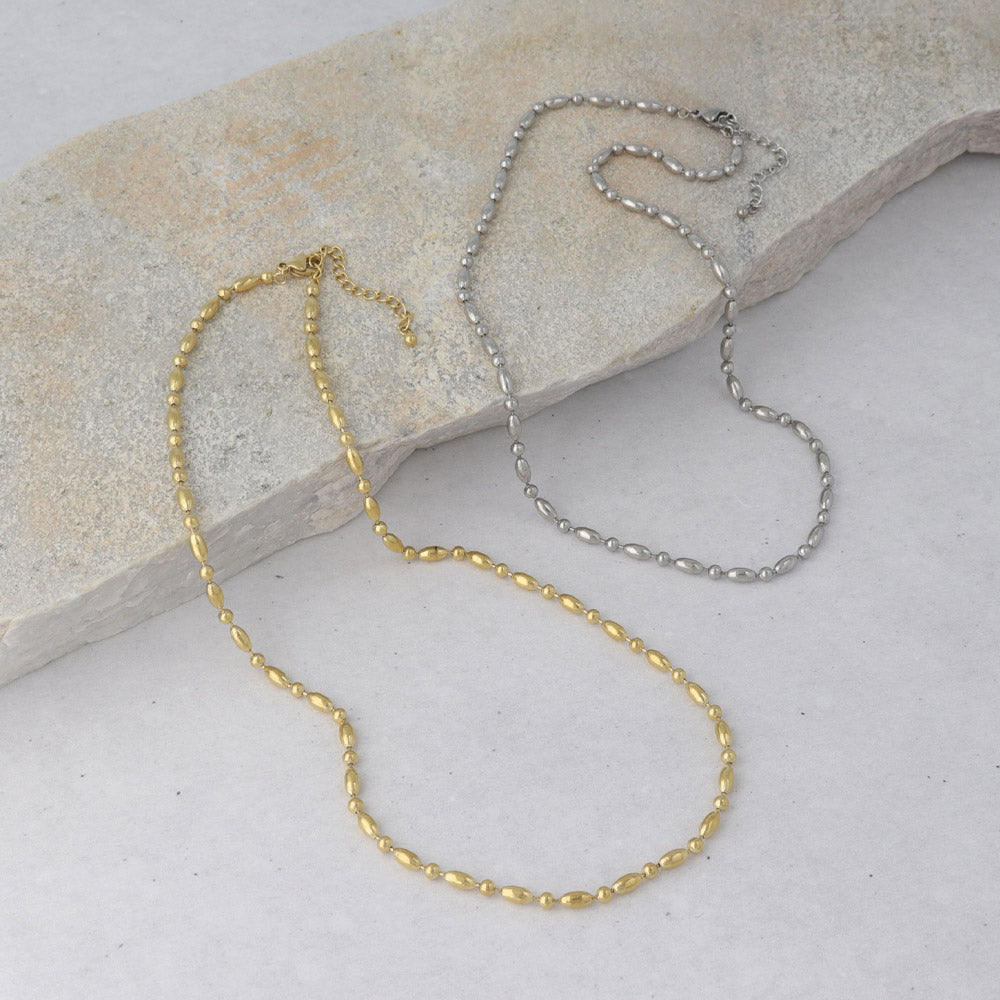 Stainless Steel Cylinder Bead Chain Necklace