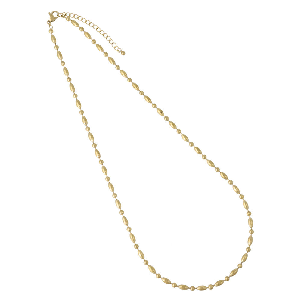 Stainless Steel Cylinder Bead Chain Necklace