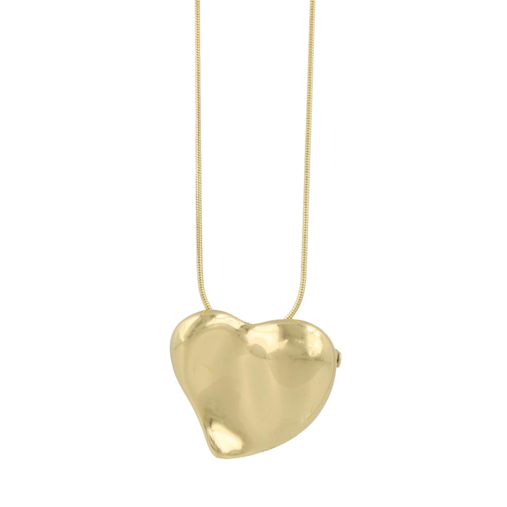 Organic Heart Brooch Pendant Necklace