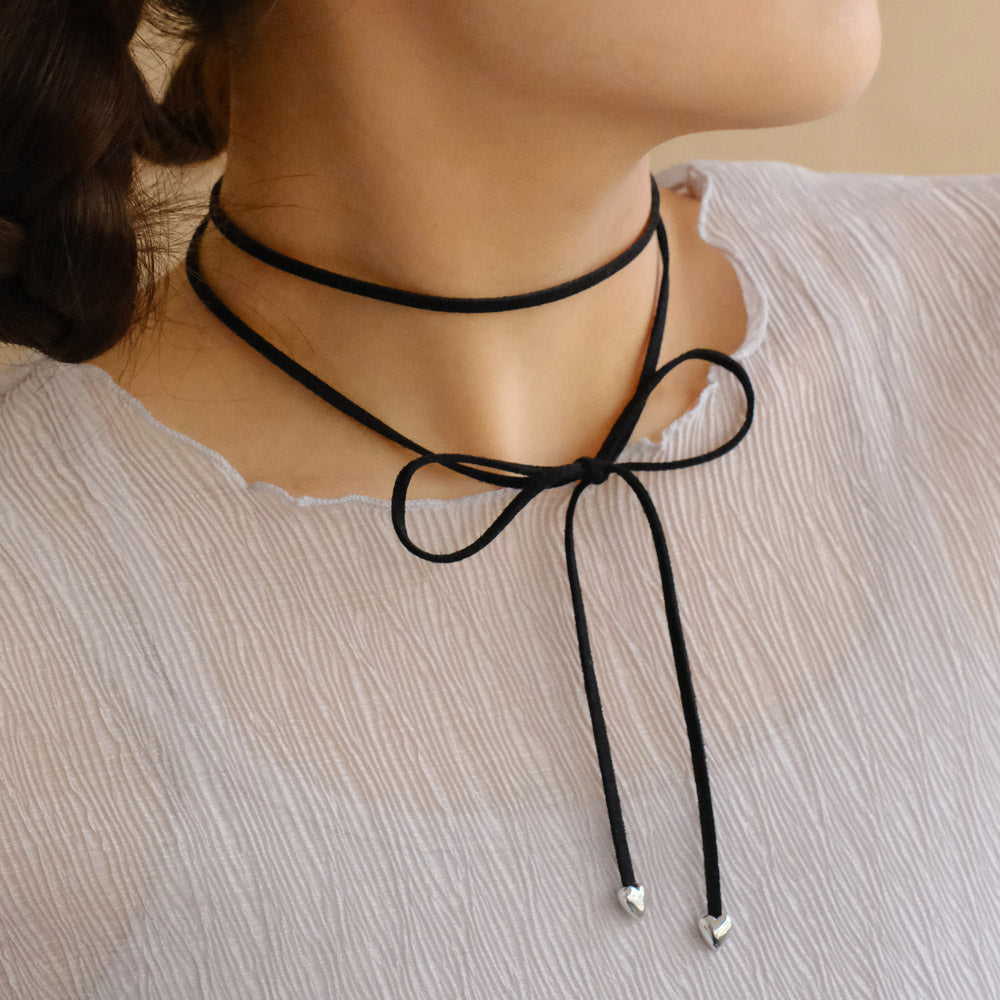 Heart End Cord Choker Necklace