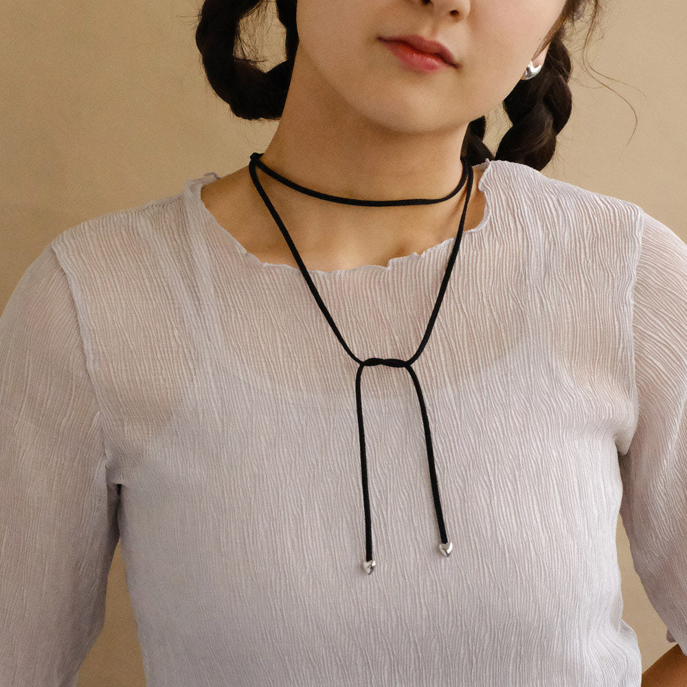 Heart End Cord Choker Necklace