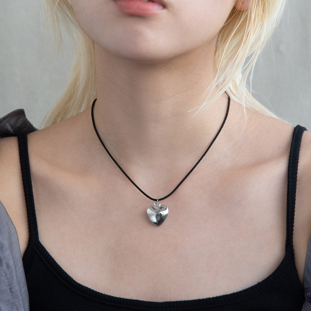 Puffy Heart Cord Necklace