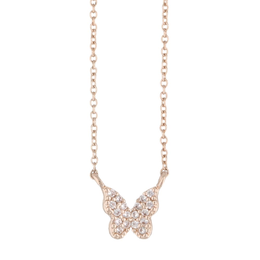 Pave Butterfly Pendant Necklace