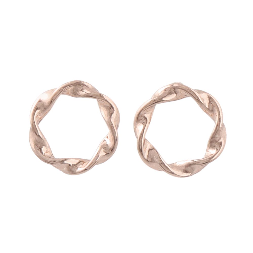 Rose Silver Twisted Circle Earrings