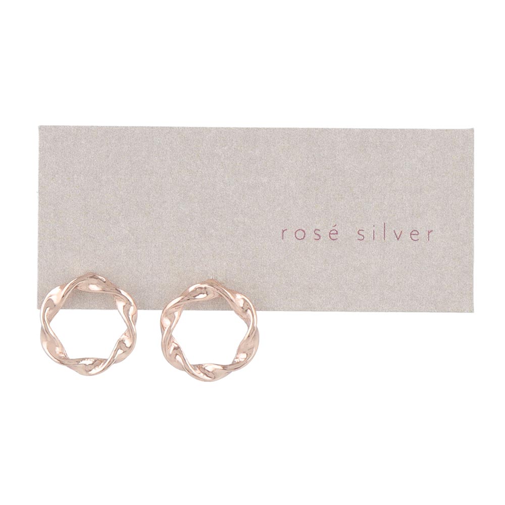 Rose Silver Twisted Circle Earrings