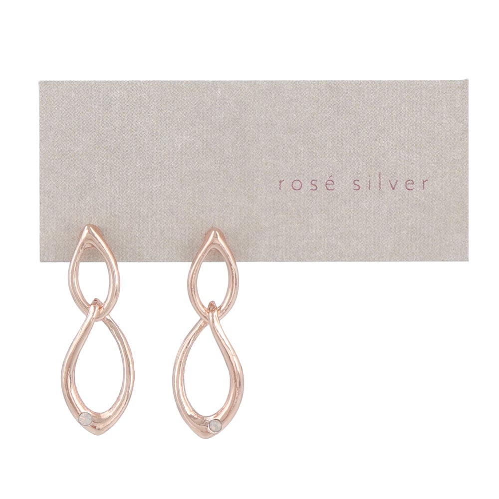 Rose Silver Inlaid Link Earrings