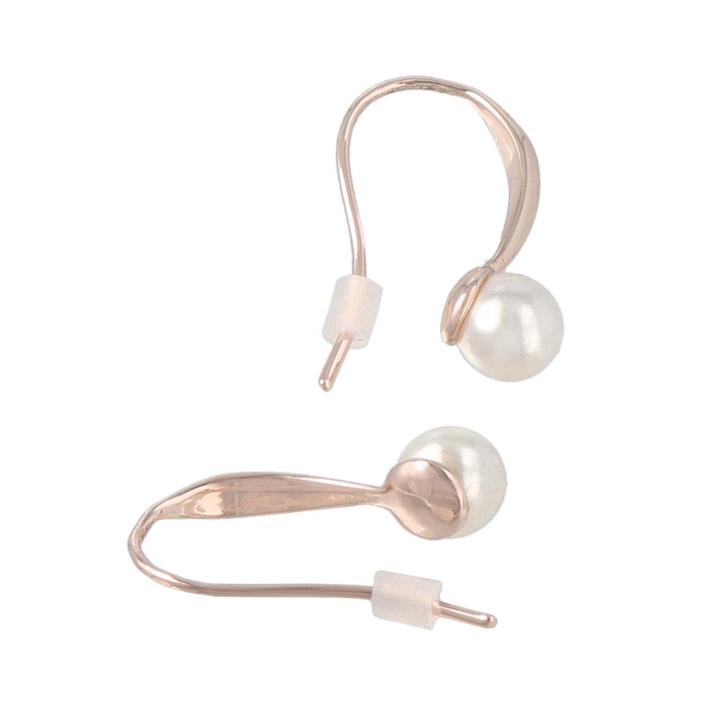 Rose Silver Pearl Drop Earrings