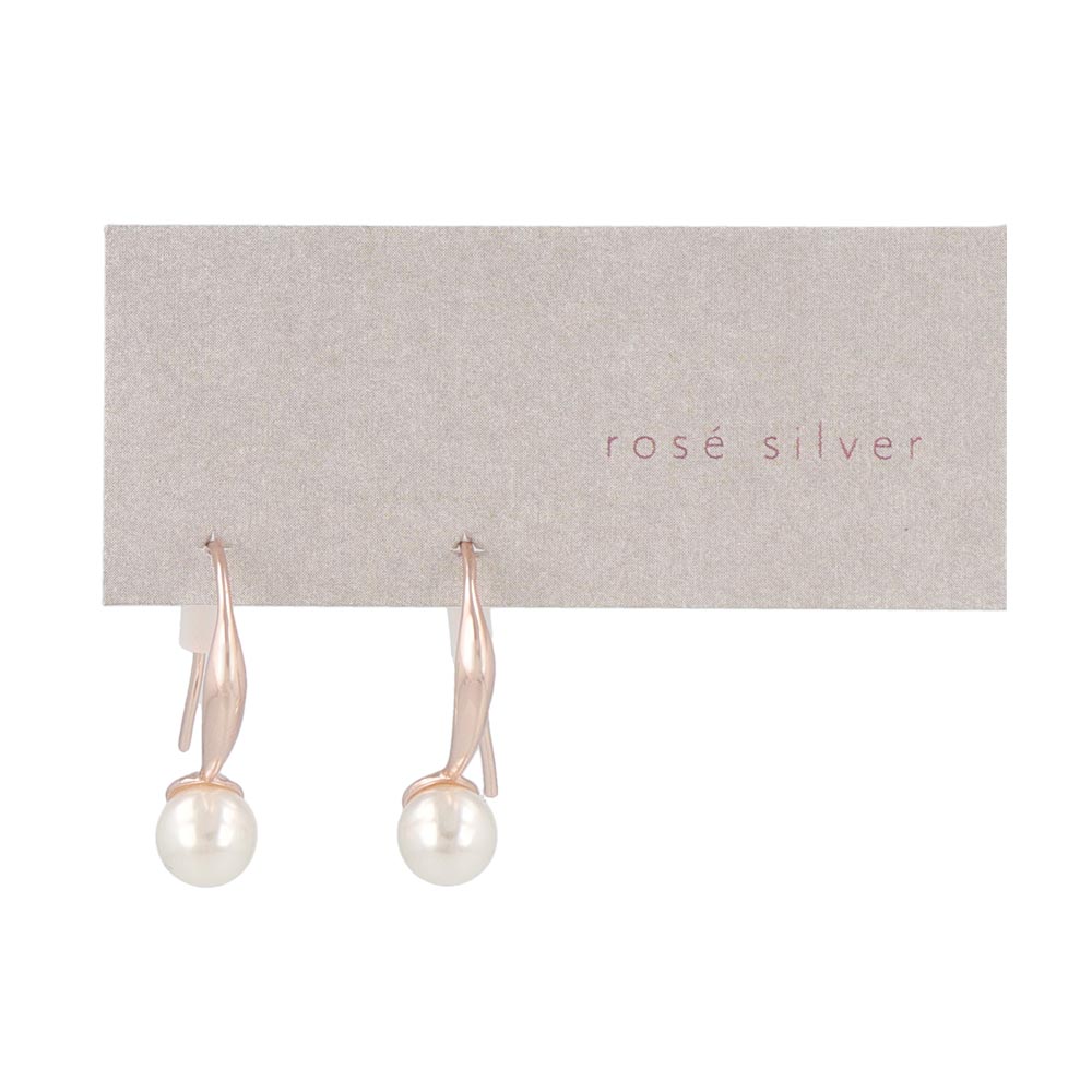 Rose Silver Pearl Drop Earrings