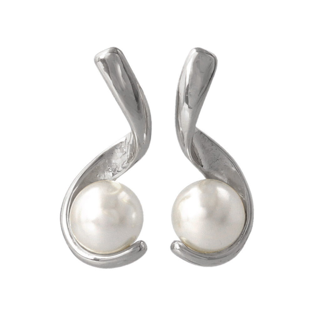 Twisty Bar Pearl Earrings