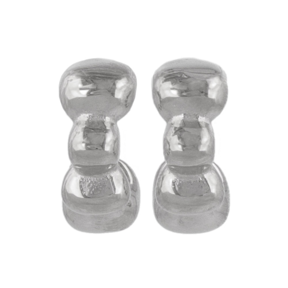 Stainless Steel Puffed Hoop Earrings