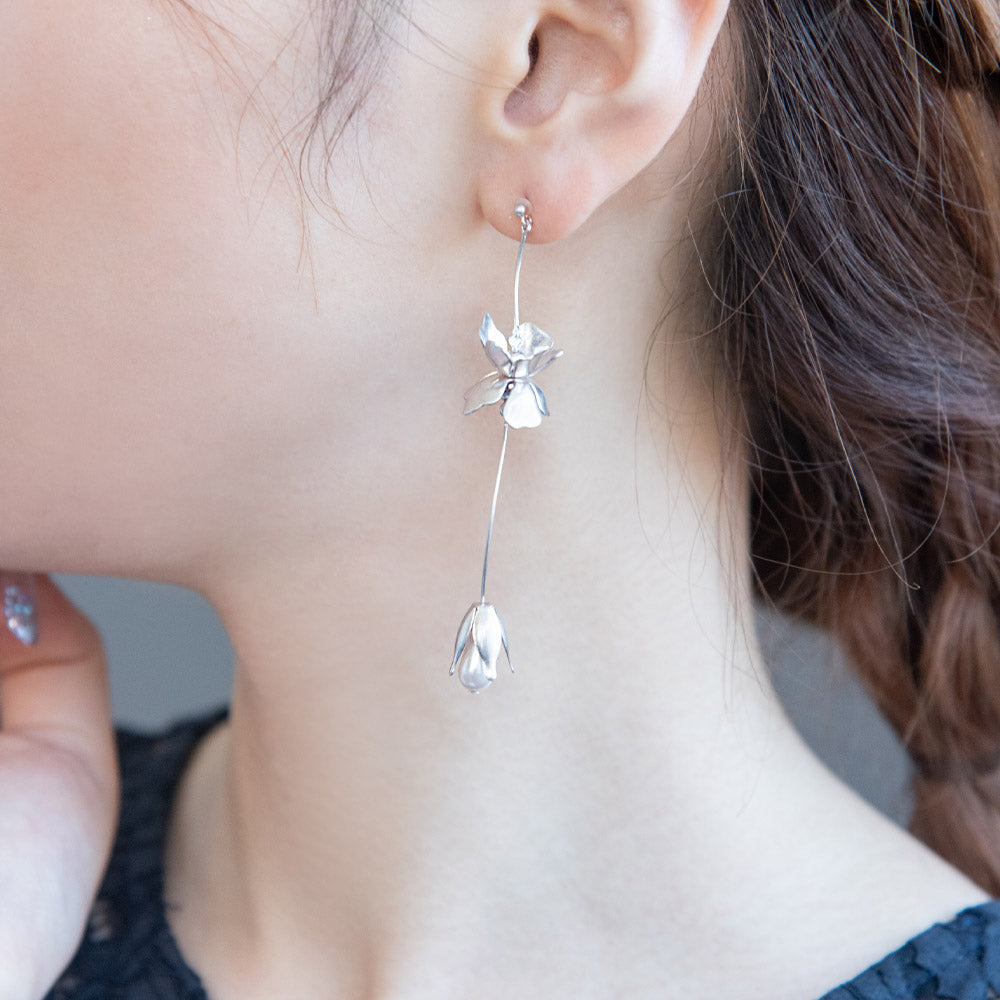 Long sales flower earrings