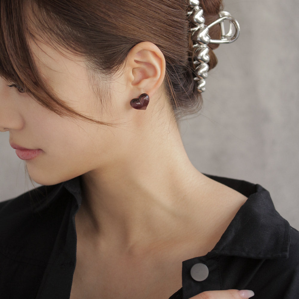 Puffy Heart Stud Earrings