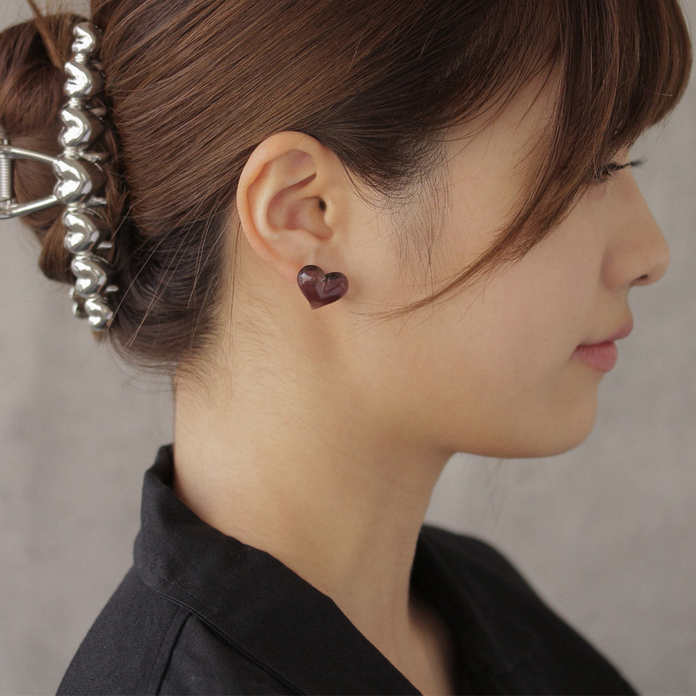 Puffy Heart Stud Earrings