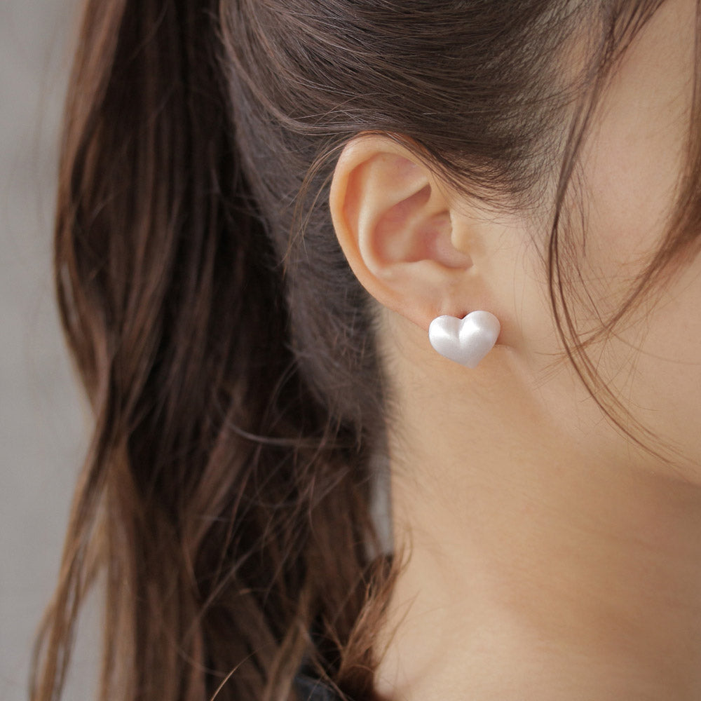 Puffy Heart Stud Earrings