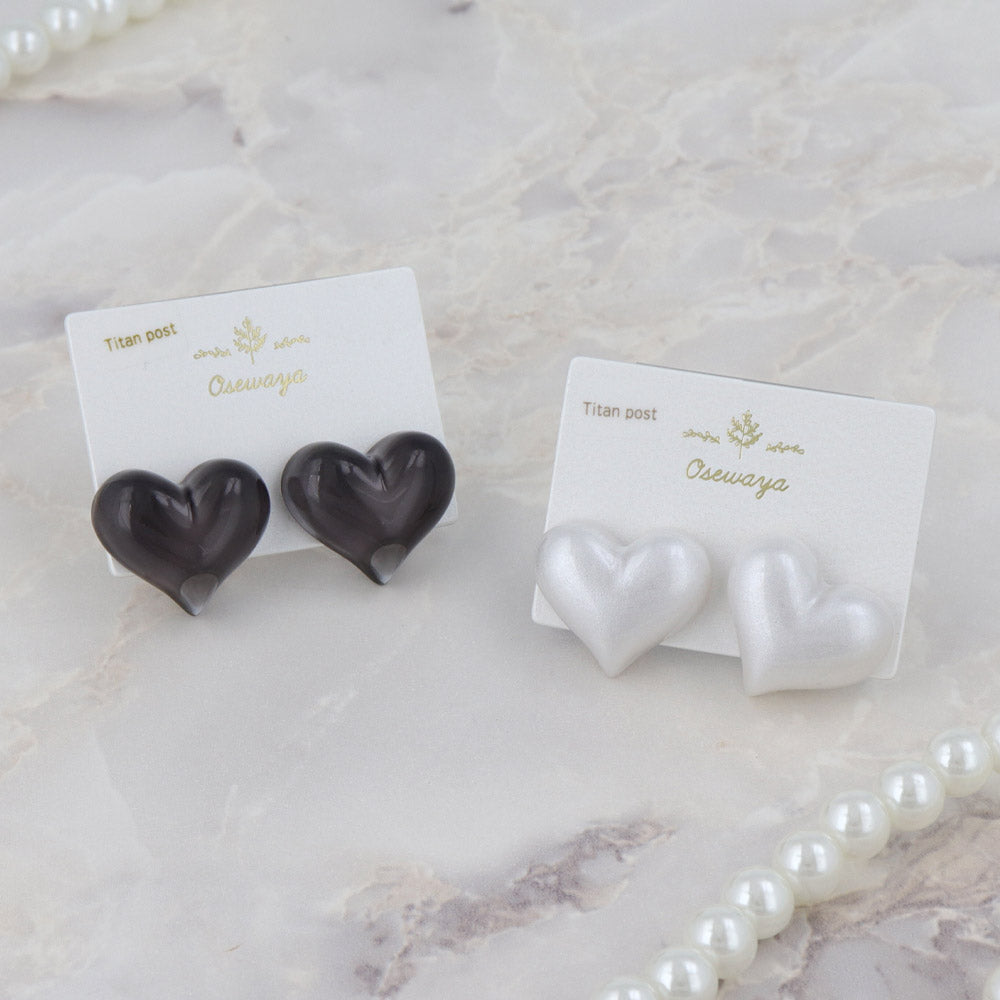 Puffy Heart Stud Earrings