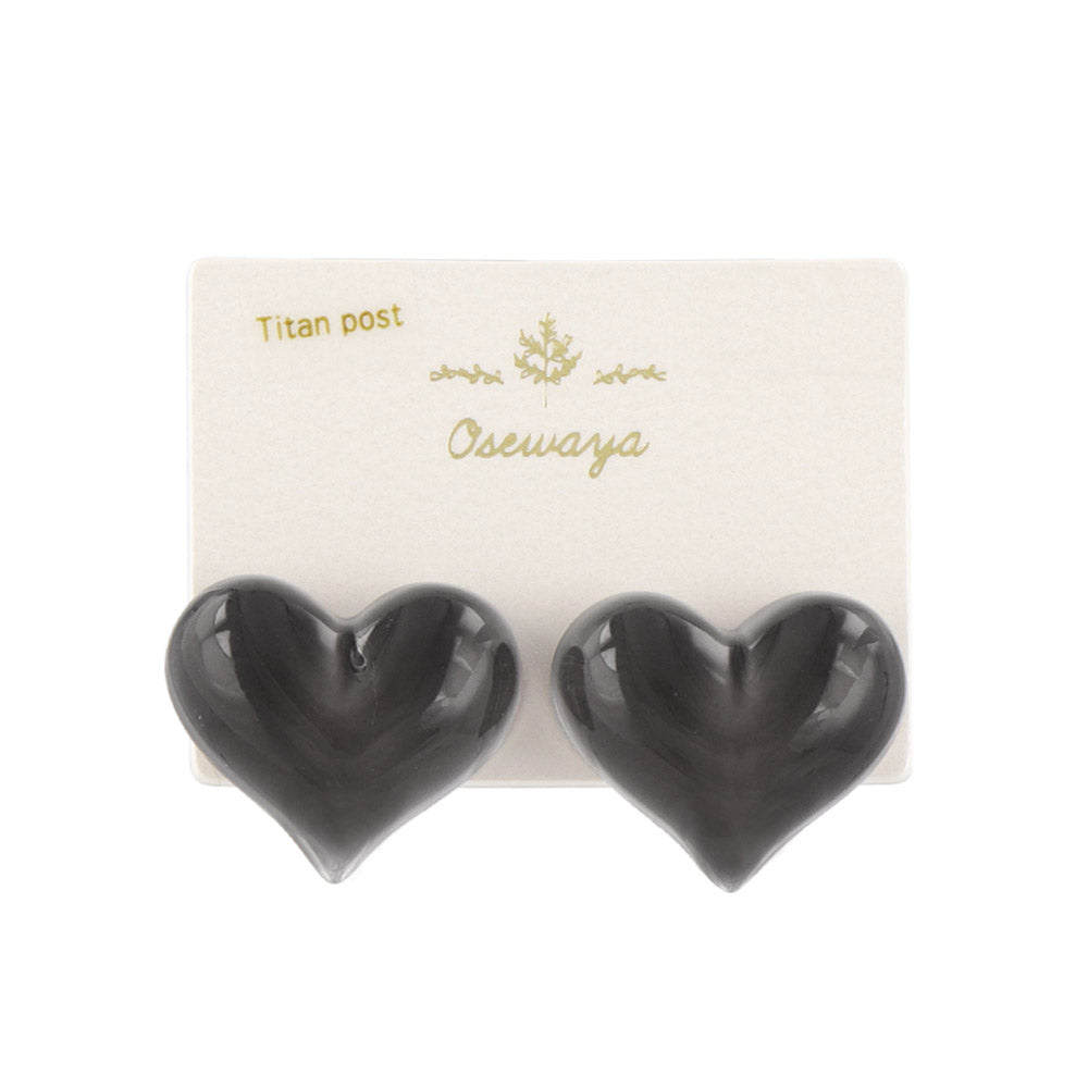 Puffy Heart Stud Earrings