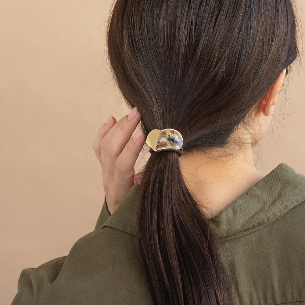 Half Marble Heart Hair Tie