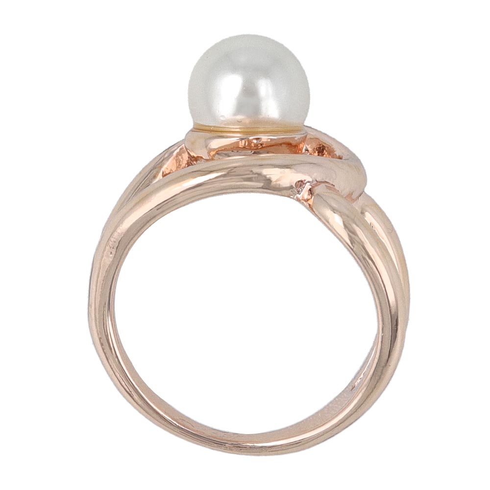 Rose Silver Pearl Hollow Ring