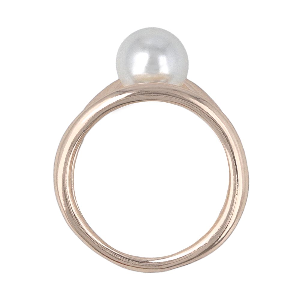 Rose Silver Pearl Double Ring