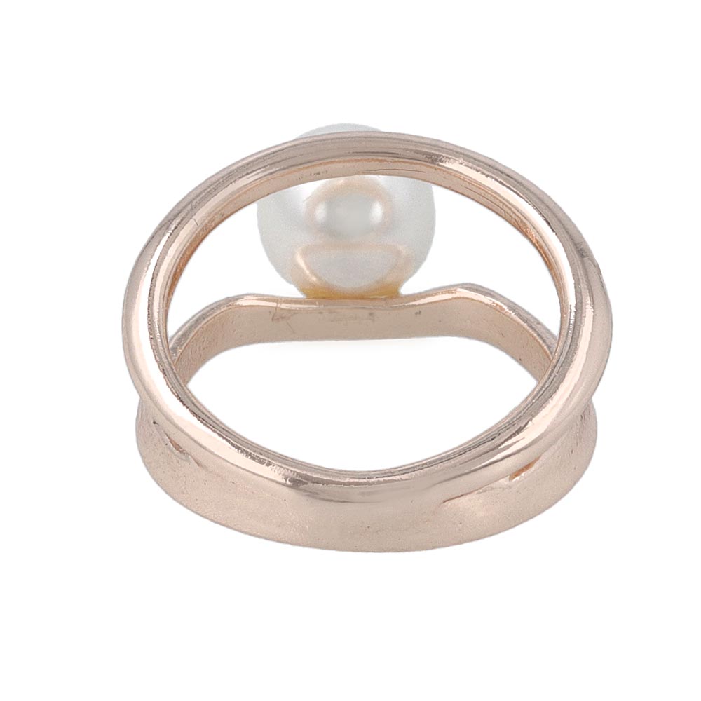 Rose Silver Pearl Double Ring