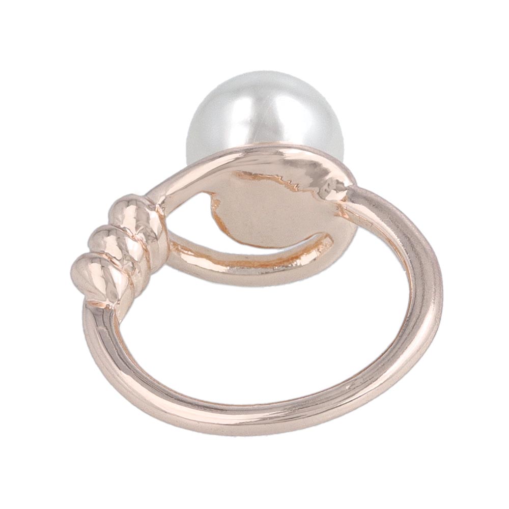 Rose Silver Pearl Side Twist Ring