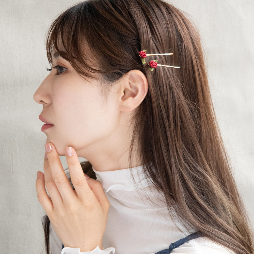 Ribbon Rose Hairpin Set