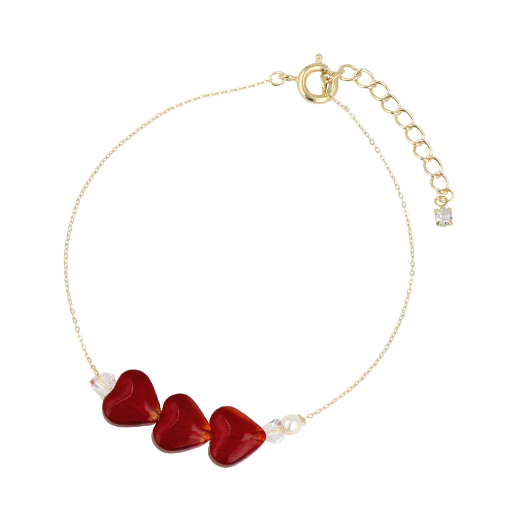 Triple Heart Charm Bracelet