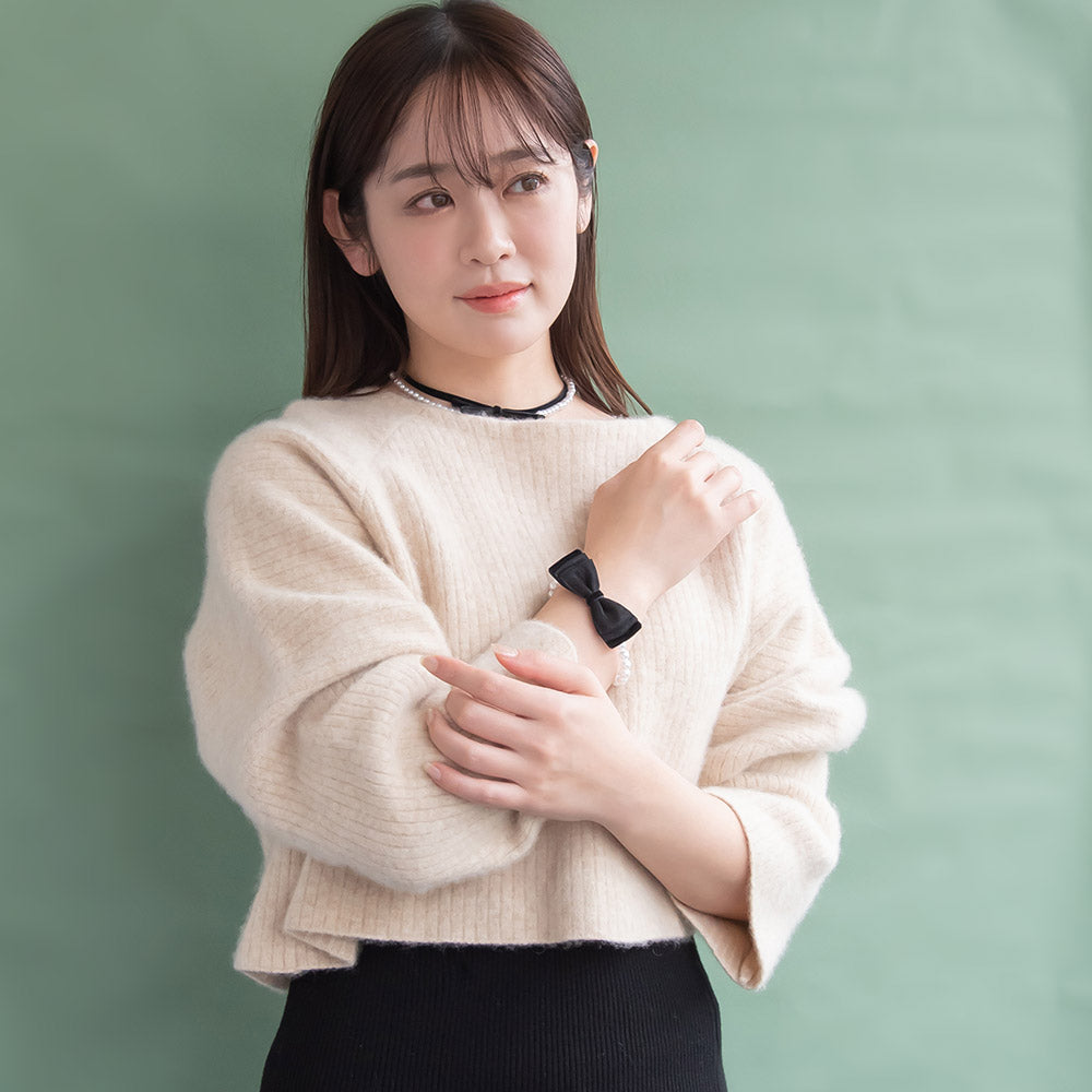 Black Velvet Bow Pearl Bracelet