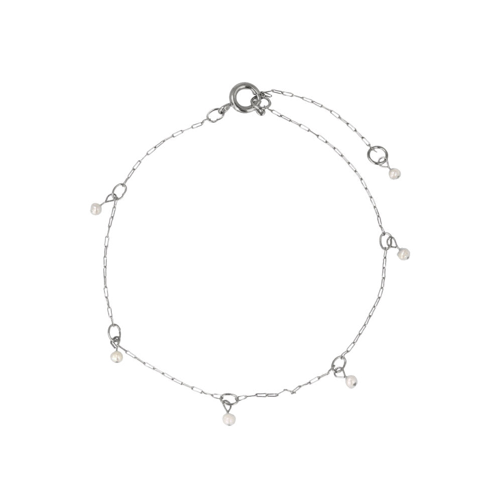 Pearl Station Skinny Paperclip Bracelet