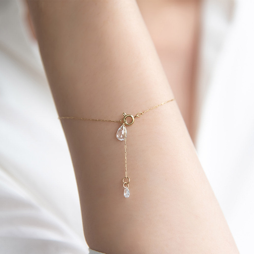 Teardrop Stone Skinny Paperclip Bracelet