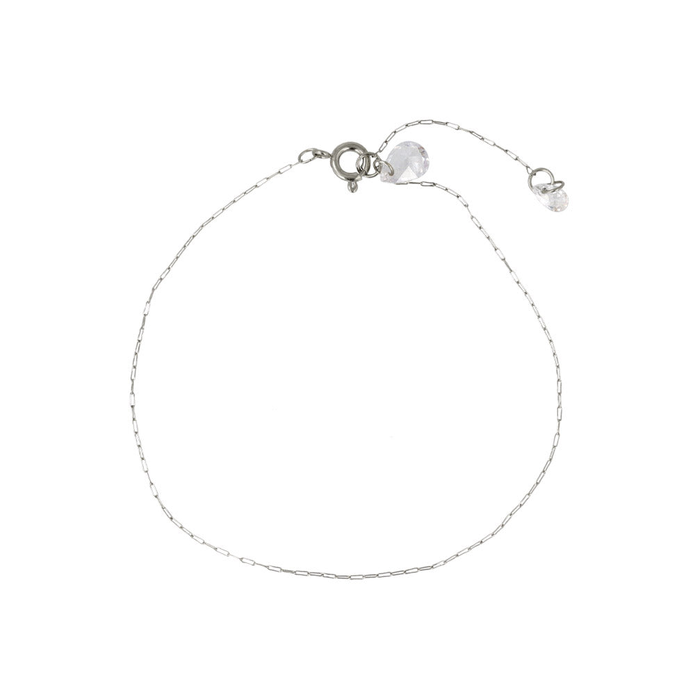 Teardrop Stone Skinny Paperclip Bracelet