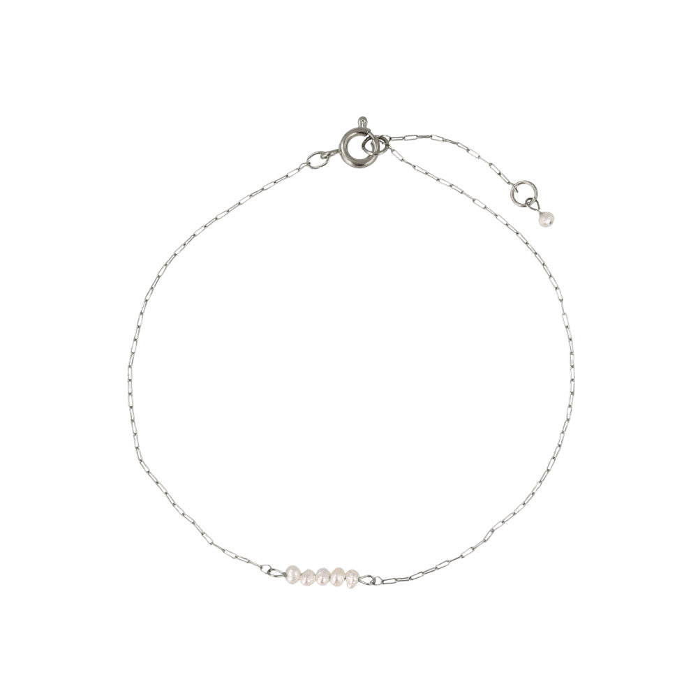 Pearl Beaded Skinny Paperclip Bracelet