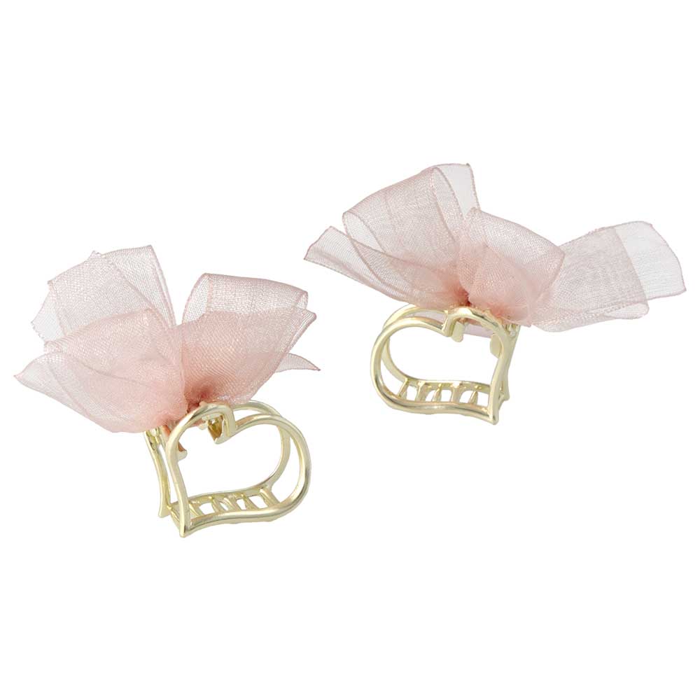 Lace Bow Open Heart hair Clip Set