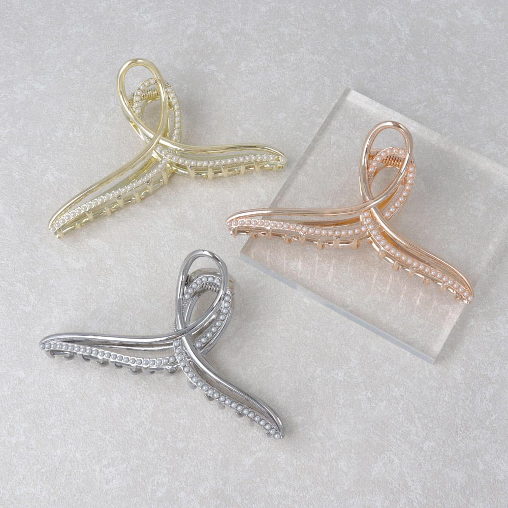 Pearlized Metal Loop Hair Claw