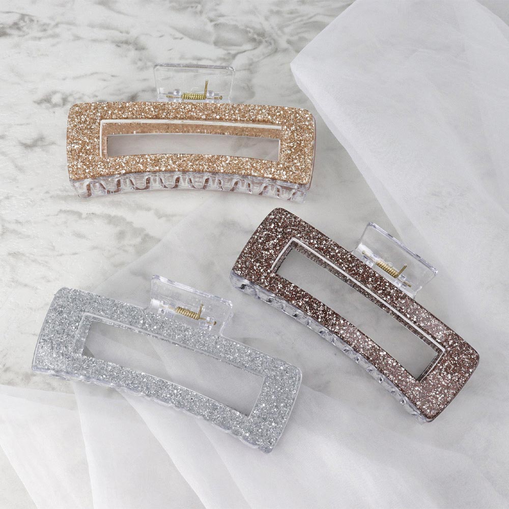 Glitter Open Rectangle Hair Claw