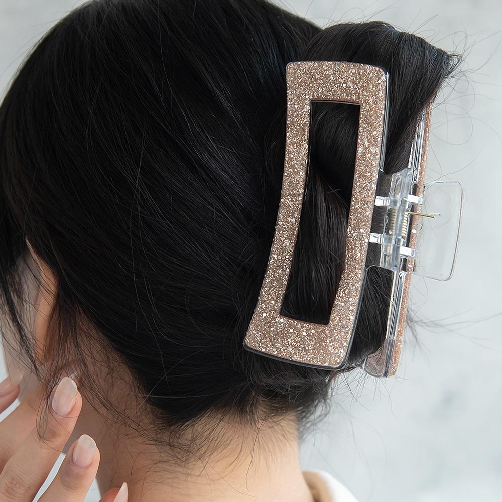 Glitter Open Rectangle Hair Claw