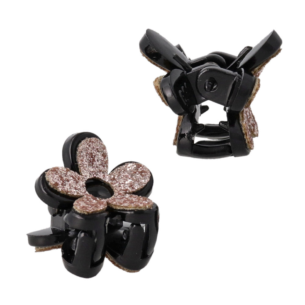 Mini Glitter Flower Hair Clip Set