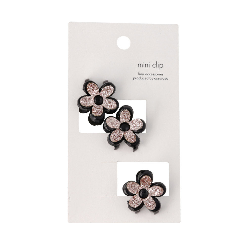 Mini Glitter Flower Hair Clip Set