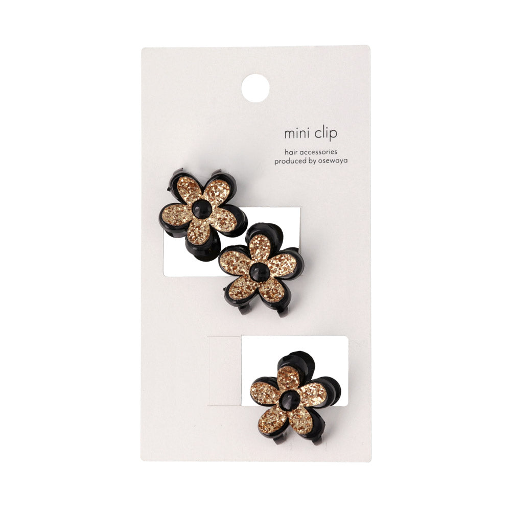 Mini Glitter Flower Hair Clip Set