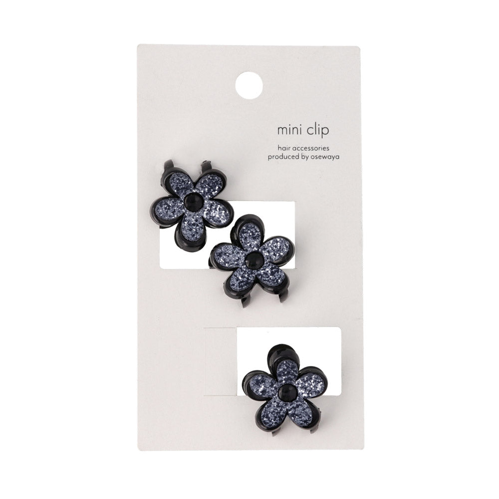 Mini Glitter Flower Hair Clip Set